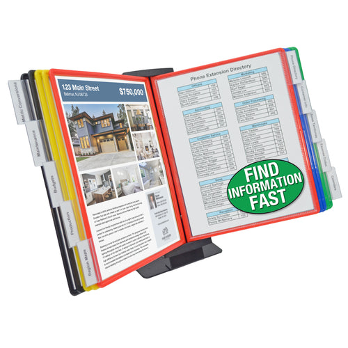 Ultimate Office AdjustaView FastFind 10-Pocket Desktop Reference Display Organizer with EZ Load Pockets to Display 20 Sheets of Your Most Important Letter Sized Documents