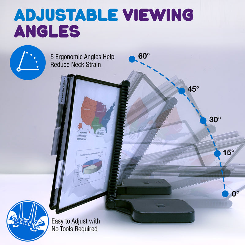 AdjustaView™ 20-Pocket Document Display Desk Reference Organizer