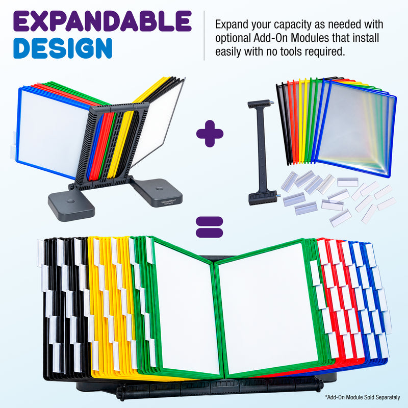 AdjustaView™ 20-Pocket Document Display Desk Reference Organizer