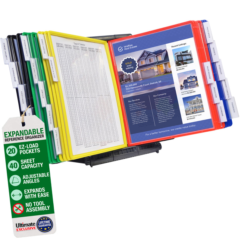 AdjustaView™ 20-Pocket Document Display Desk Reference Organizer