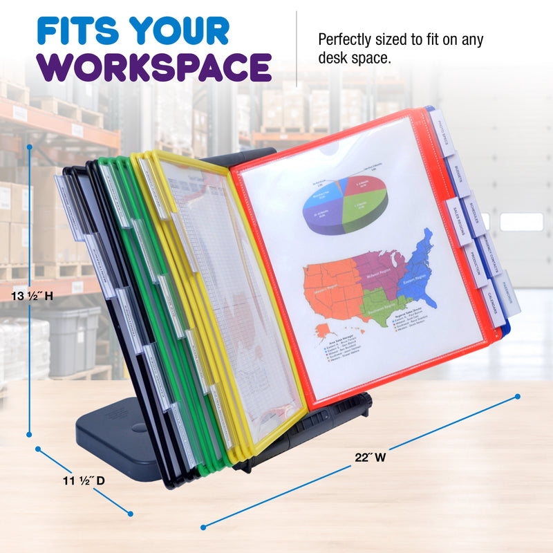 AdjustaView™ 20-Pocket Document Display Desk Reference Organizer