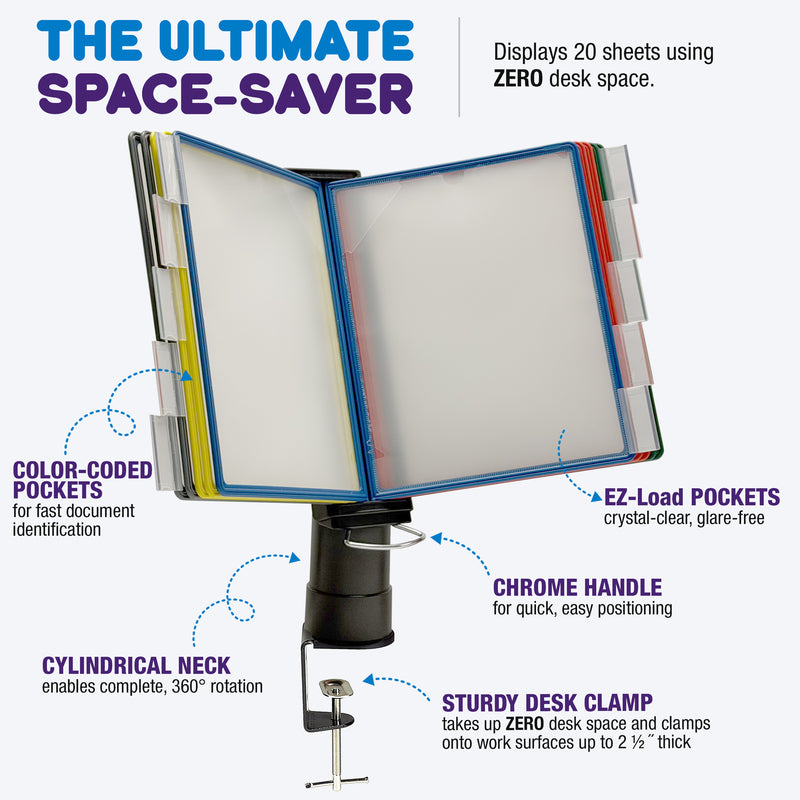 Ultimate Office SpaceFile CLAMP-ON DESK 10-Pocket Reference Display Organizer