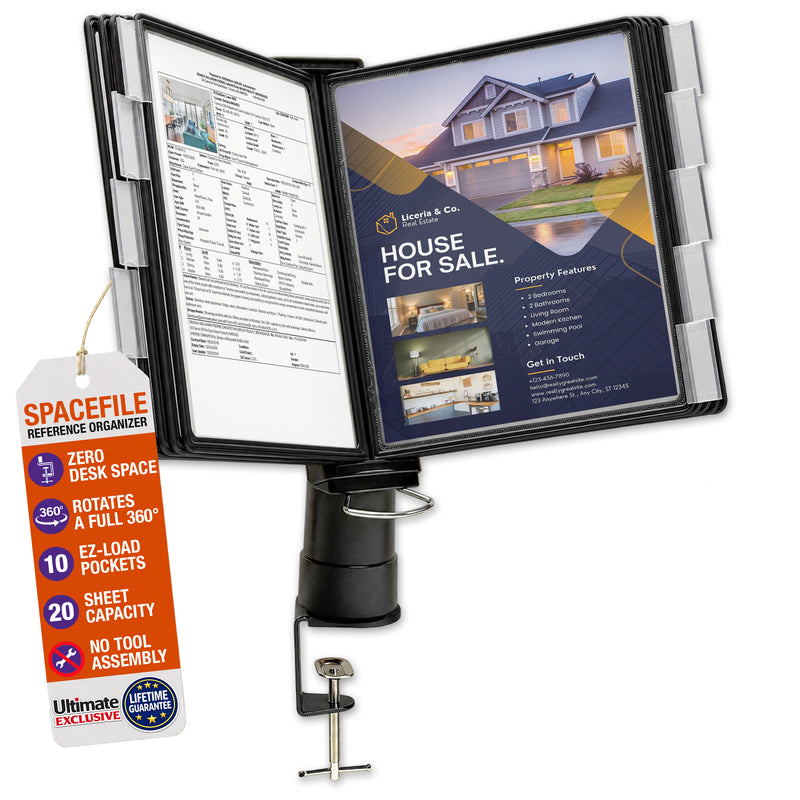Ultimate Office SpaceFile CLAMP-ON DESK 10-Pocket Reference Display Organizer