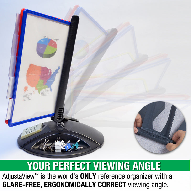 AdjustaView™ 10-Pocket Desk Reference Organizer with Supplies Storage Base