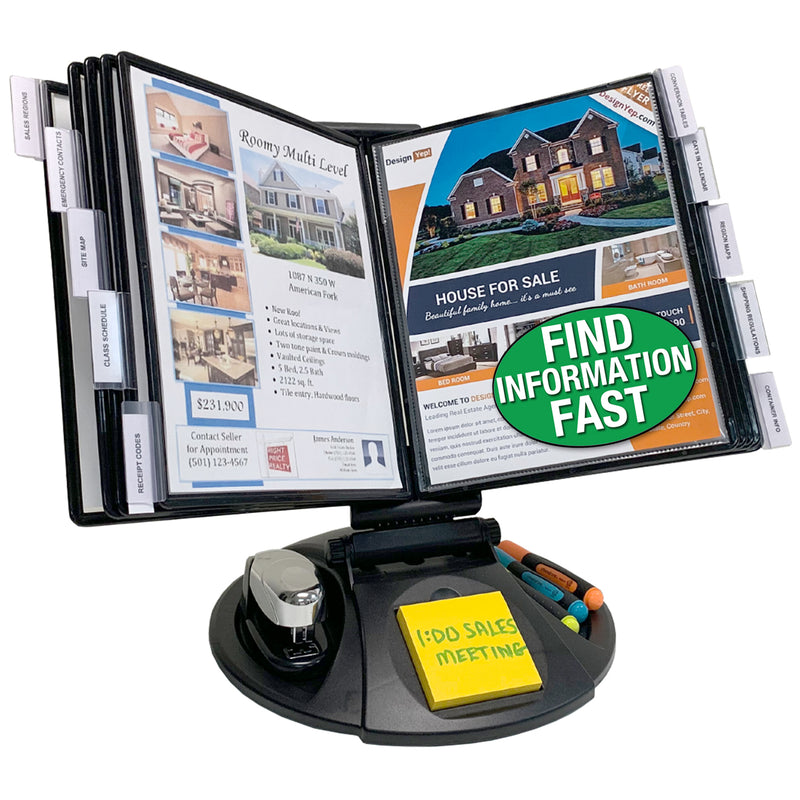 AdjustaView™ 10-Pocket Desk Reference Organizer with Supplies Storage Base