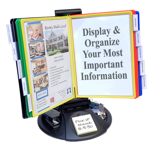 AdjustaView™ 10-Pocket Desk Reference Organizer with Supplies Storage Base