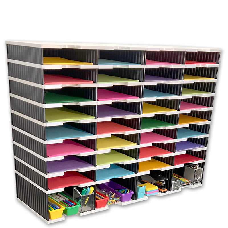 Ultimate Office TierDrop™ PLUS 32-Slot with Riser Storage Base, 38"w Literature, Forms, Mail and Classroom Sorter