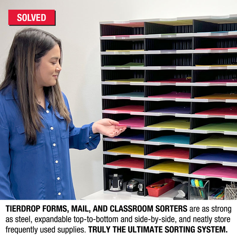 Ultimate Office TierDrop™ PLUS 40-Slot with Riser Storage Base, 38"w Literature, Forms, Mail and Classroom Sorter