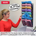 Ultimate Office Mesh Wall File Organizer, 8 Tier Vertical Mount Hanging File Sorter, Multipurpose Display Rack Includes 18, 3rd-Cut PocketFiles™, Black