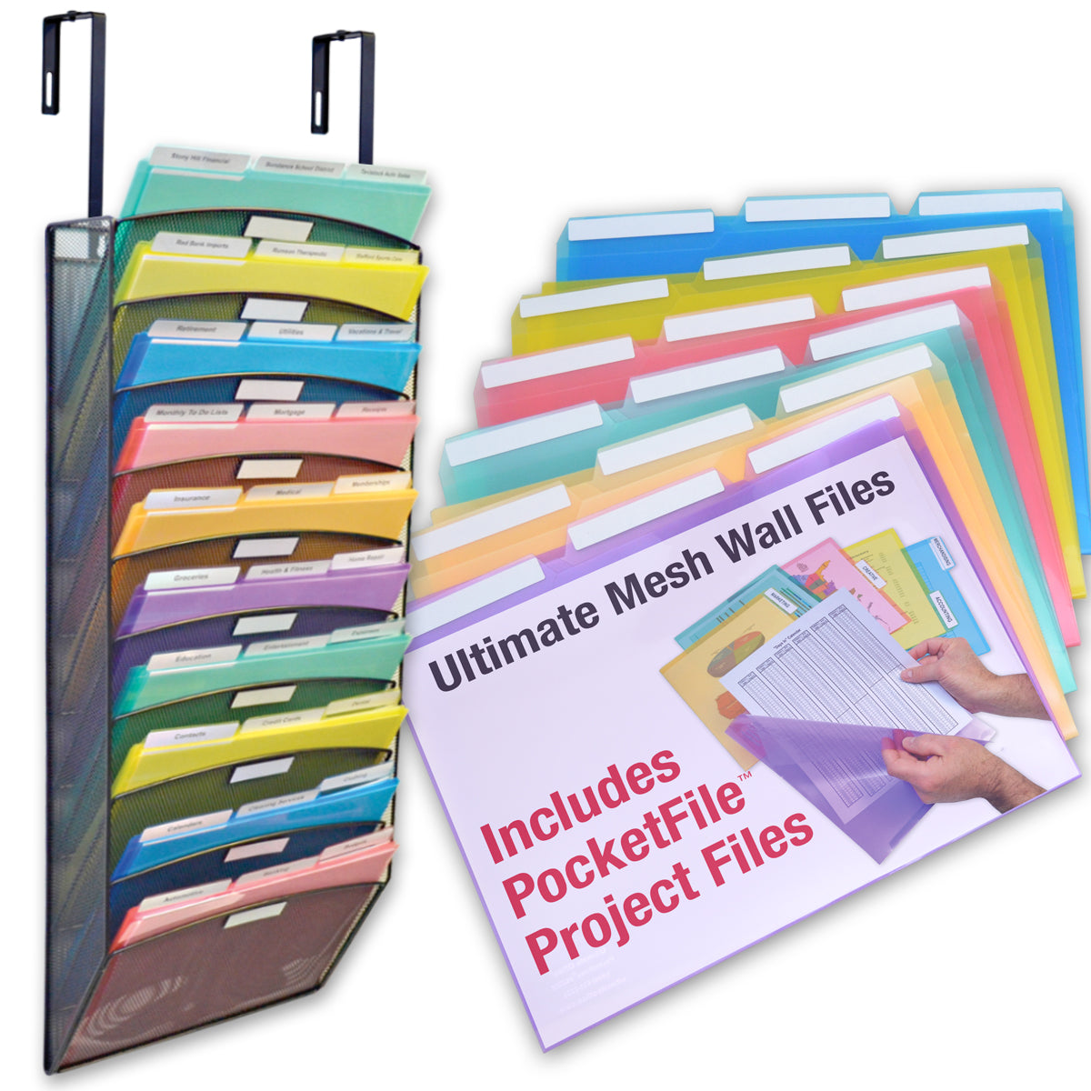Cubicle File Rack 10-Slot Cubicle Mesh Wall File w/ PocketFiles | Ultimate Office