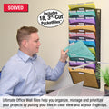 Ultimate Office Mesh Wall File Organizer, 10 Tier Vertical Mount Hanging File Sorter, High Capacity Multipurpose Display Rack Includes 18, 3rd-Cut PocketFiles™, Black