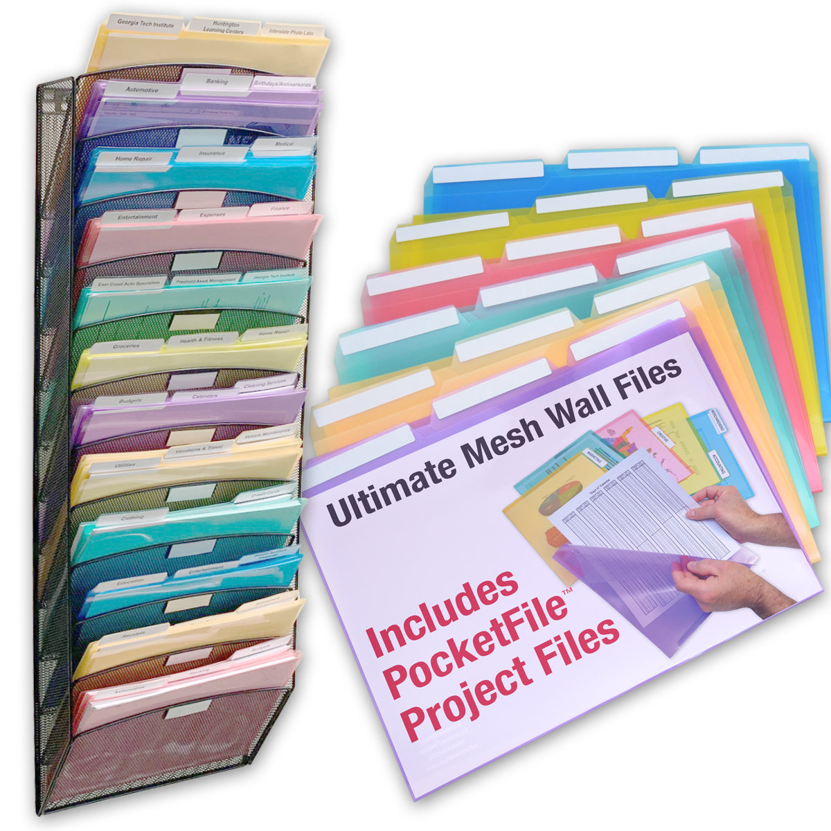 12-Slot High Capacity Mesh Wall File w/ PocketFiles | Ultimate Office