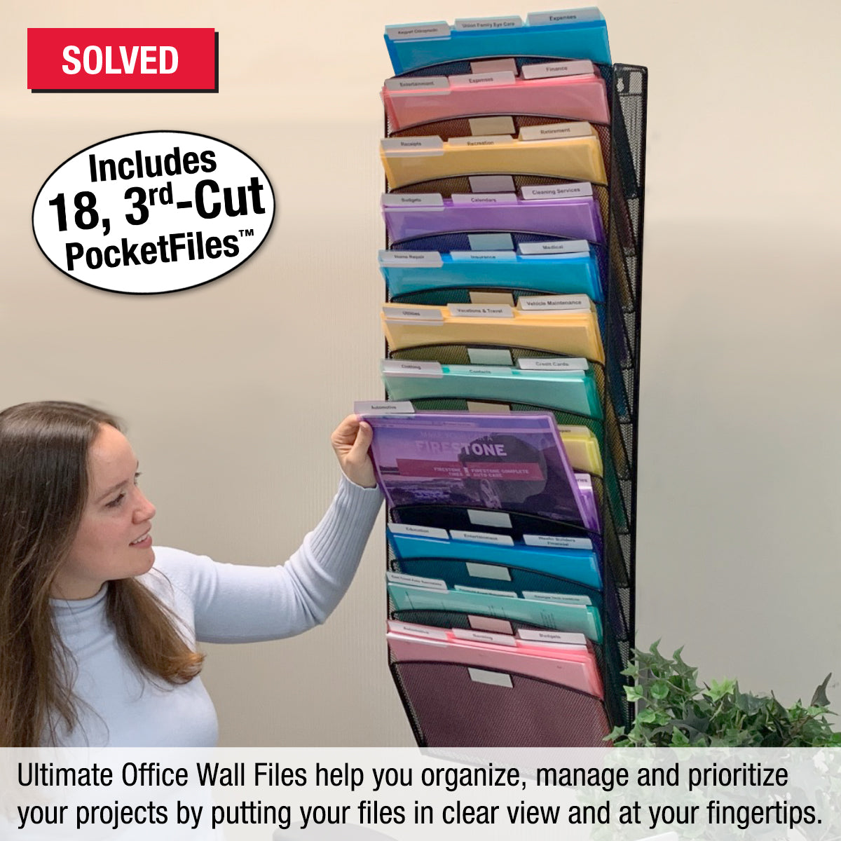 Stackable Wall File System 12-Slot High Capacity Mesh Wall File w/ PocketFiles | Ultimate Office