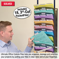 Ultimate Office Mesh Wall File Organizer, 15 Tier High-Capacity Cubicle File Folder Holder Over the Panel Partition Display Rack, Includes 18, 3rd-Cut PocketFiles™, Black