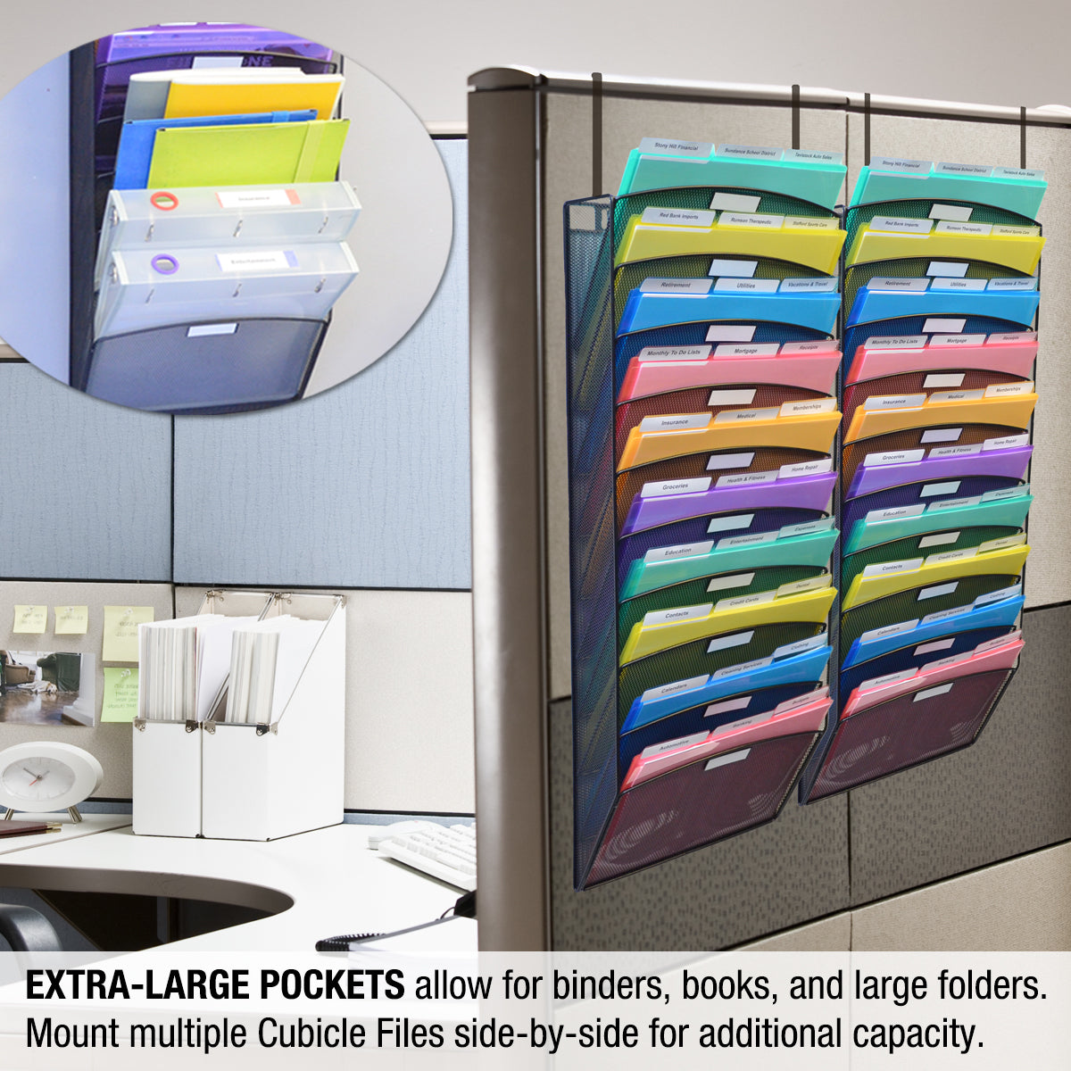 Cubicle File Rack 10-Slot Cubicle Mesh Wall File w/ PocketFiles | Ultimate Office
