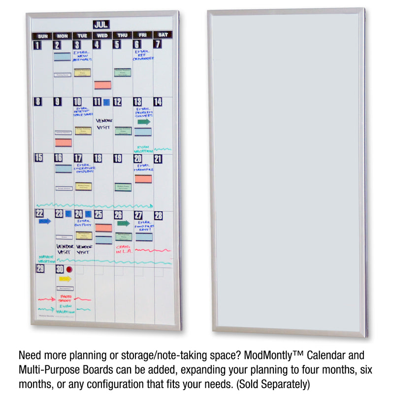 Ultimate Office ModMonthly Whiteboard Dry Erase Magnetic Write On Planning Boards & Scheduling Kit. Includes Set of 3 Monthly Panels, Magnetic Accessories, 6 Markers and Eraser. Rotatable and Easy to Update