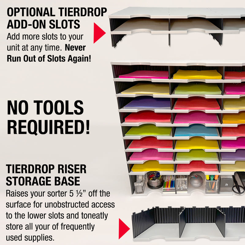 Ultimate Office TierDrop™ PLUS 40-Slot with Riser Storage Base, 38"w Literature, Forms, Mail and Classroom Sorter