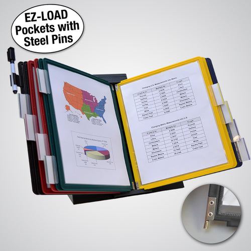 Ultimate Office DocuMate™ 10-Pocket Desk Reference Organizer with Easy-Load Pockets, Steel-Reinforced Pins, and Free Bonus Panel