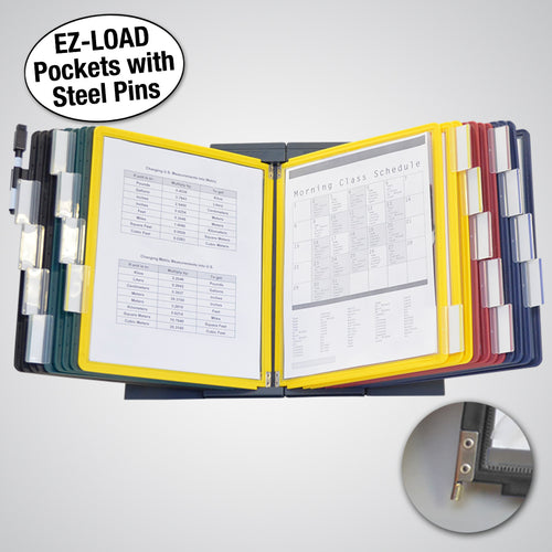 Ultimate Office DocuMate™ 20-Pocket Desk Reference Organizer with Easy-Load Pockets, Steel-Reinforced Pins, and Free Bonus Panel