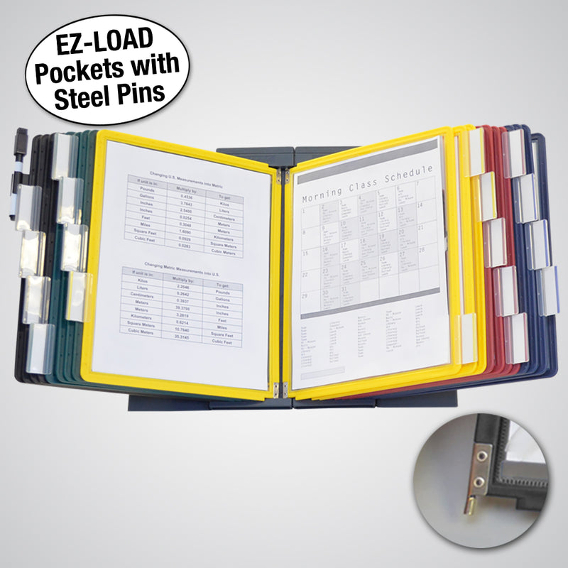 Ultimate Office DocuMate™ 20-Pocket Desk Reference Organizer with Easy-Load Pockets, Steel-Reinforced Pins, and Free Bonus Panel