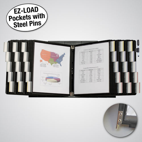 Ultimate Office DocuMate™ 30-Pocket Desk Reference Organizer with Easy-Load Pockets, Steel-Reinforced Pins, and Free Bonus Panel