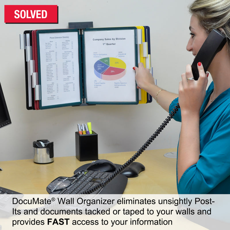 Ultimate Office DocuMate™ 10-Pocket Wall Reference Organizer with Easy-Load Pockets, Steel-Reinforced Pins, and Free Bonus Panel