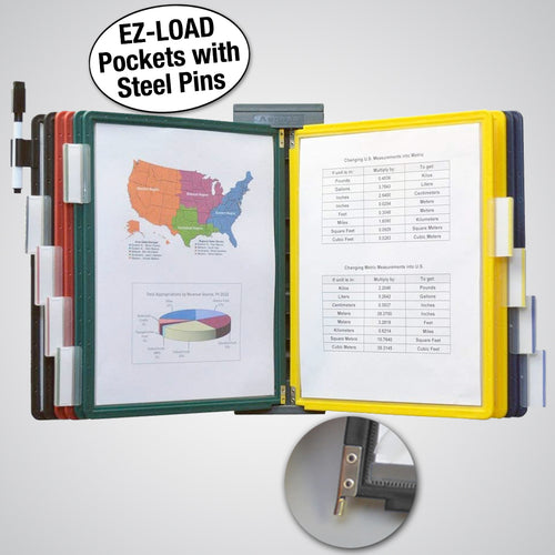 Ultimate Office DocuMate™ 10-Pocket Wall Reference Organizer with Easy-Load Pockets, Steel-Reinforced Pins, and Free Bonus Panel