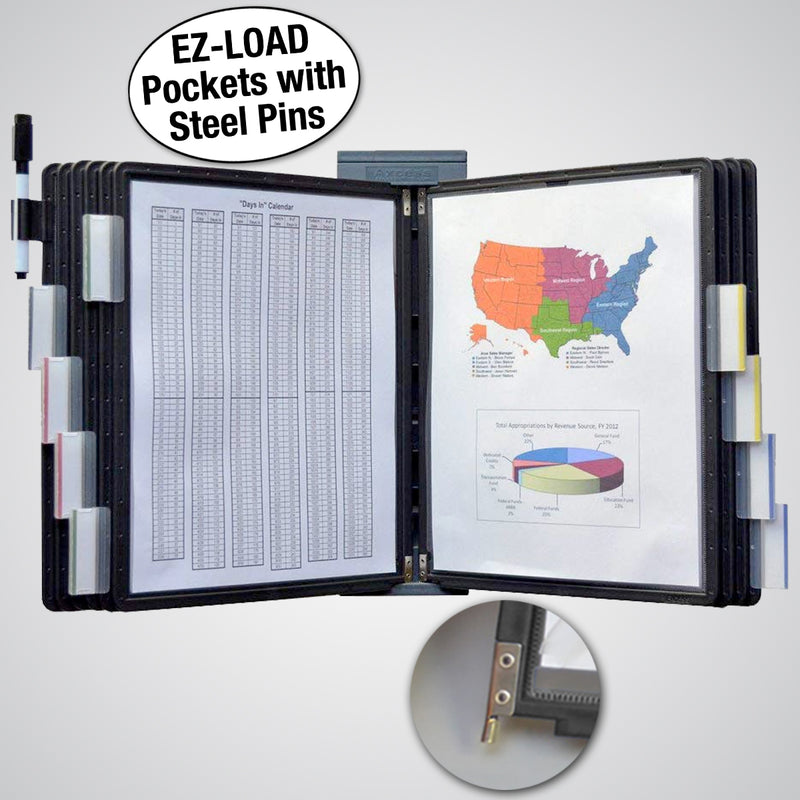 Ultimate Office DocuMate™ 10-Pocket Wall Reference Organizer with Easy-Load Pockets, Steel-Reinforced Pins, and Free Bonus Panel