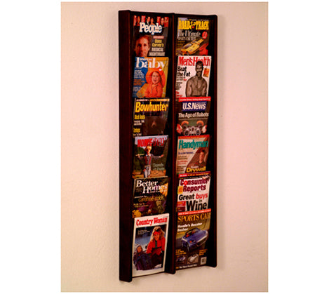 12 Pocket (2Wx6H) Acrylic & Oak Wall Display