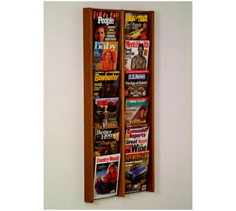 12 Pocket (2Wx6H) Acrylic & Oak Wall Display