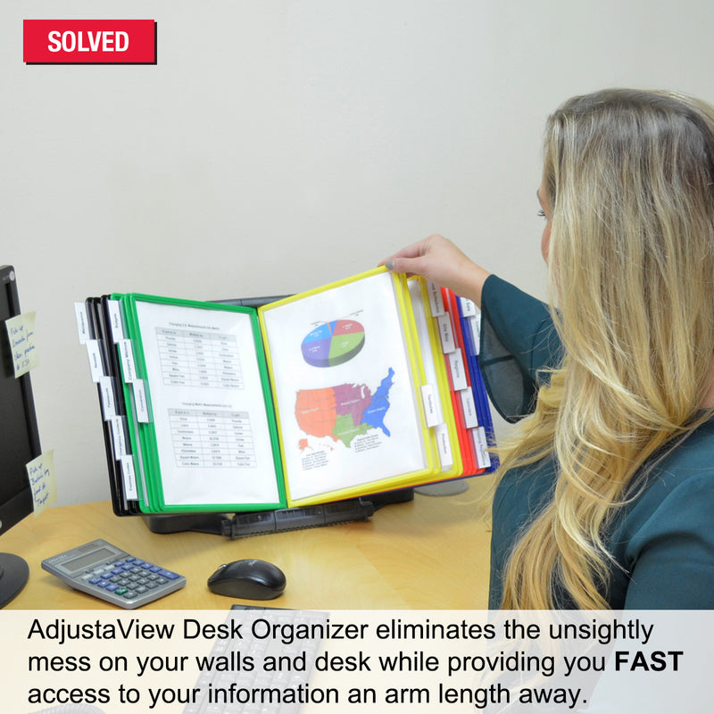 Ultimate Office AdjustaView™ 20-Pocket Desk Reference Organizer with EZ-LOAD Pockets and Compact Weighted Base for Stability