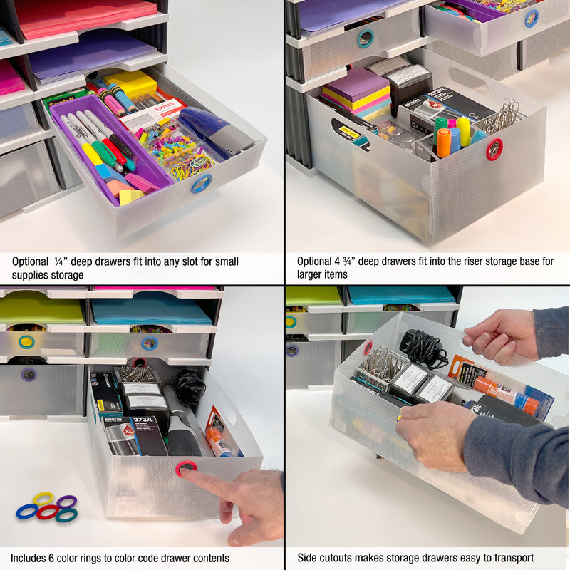 Ultimate Office TierDrop™ PLUS 16-Slot with Riser Storage Base, 19"w Literature, Forms, Mail and Classroom Sorter