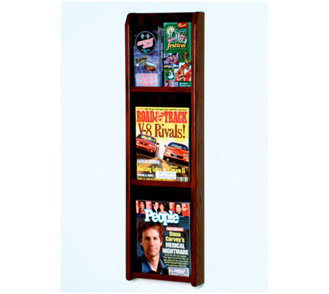 3 Magazine/6 Brochure Acrylic & Oak Wall Display