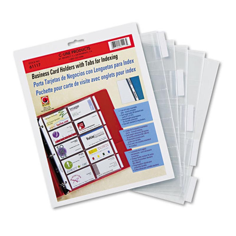 3-Ring Business Card Pages with Index Tabs & Labels (set of 5 pages)