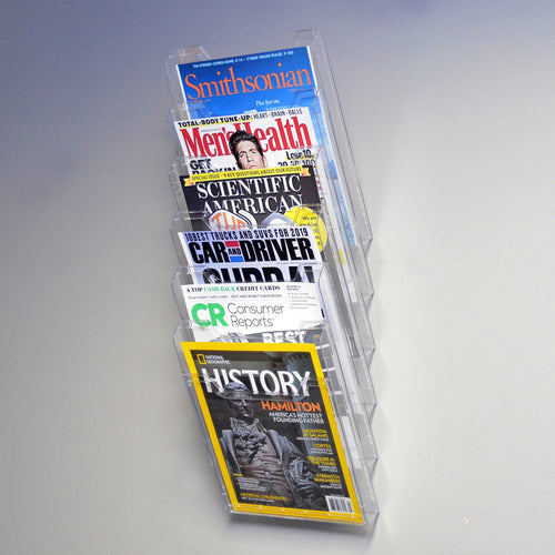 Ultimate Office Literature Display, Magazine Rack 6-Pocket Crystal Clear Cascading Modular Design Takes Up Less Wall Space and Can Be Expanded Top to Bottom and Side by Side Any Time!