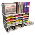 Desktop Organizer 12 Slot Sorter, Riser Base, Hanging File Top & 3 Supply Drawers - Ultimate Office TierDrop™ Organizer Stores All of Your Documents, Binders and Supplies in One Compact Modular System