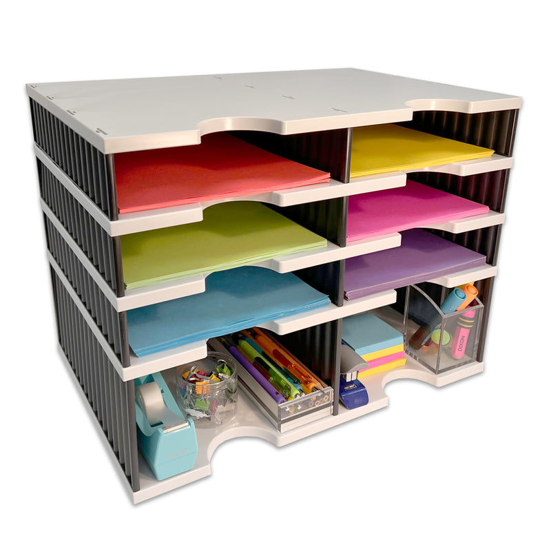 Ultimate Office TierDrop Desktop Organizer 6 Letter Tray Compartment Sorter for Forms, Mail, and Classroom, Plus a Riser Storage Base for Easy Access to Lower Slots, Desk Accessories & Supplies