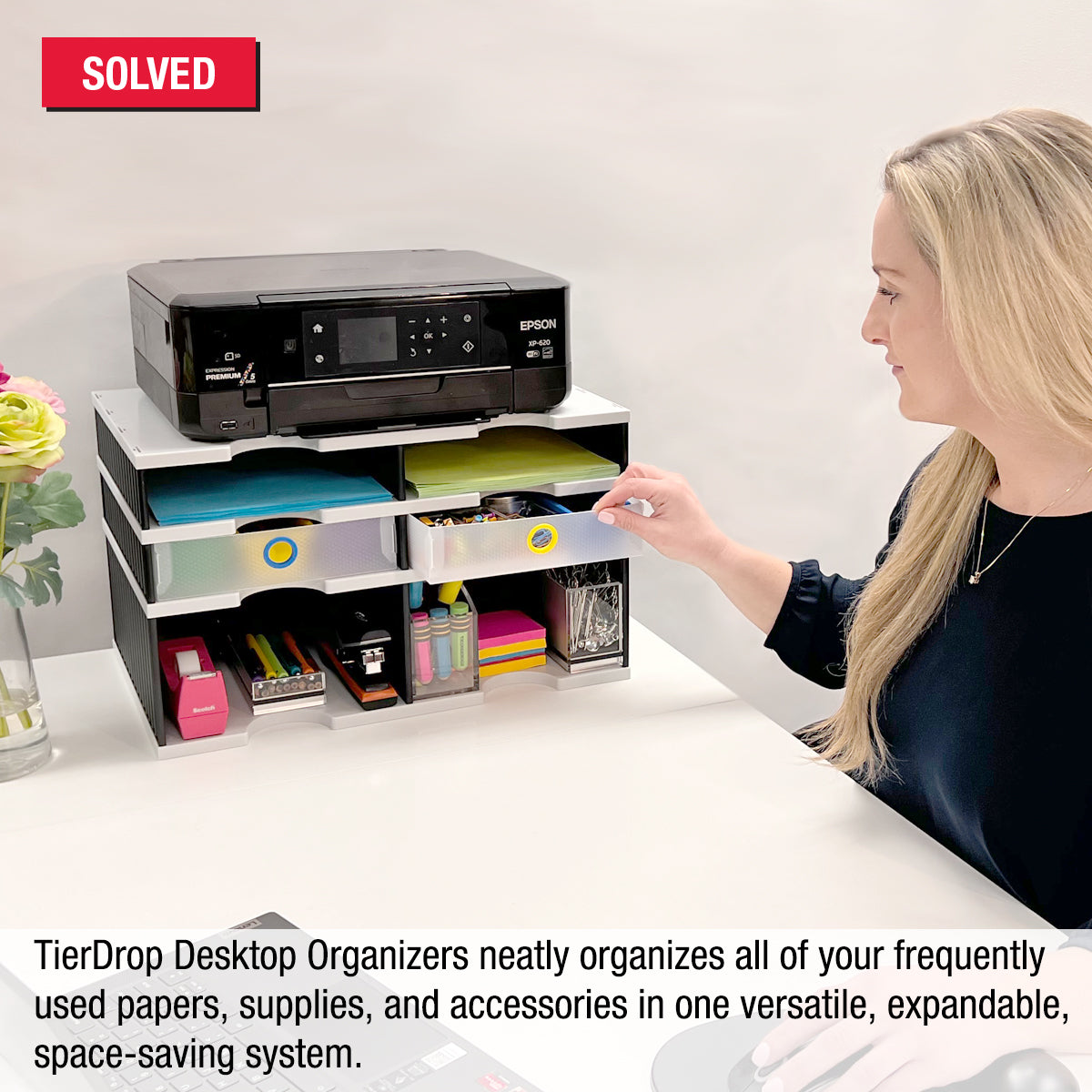 Open Riser Storage Desktop Organizer 4 Letter Tray Sorter Plus Riser Storage Base & 2 ...