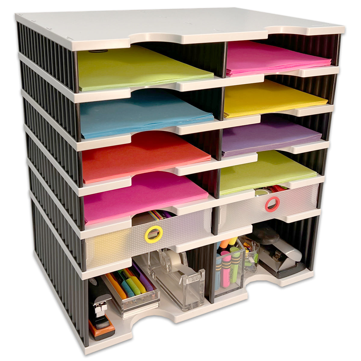 Open Riser Storage Desktop Organizer 10 Letter Tray Sorter Plus Riser Storage Base & 2 ...