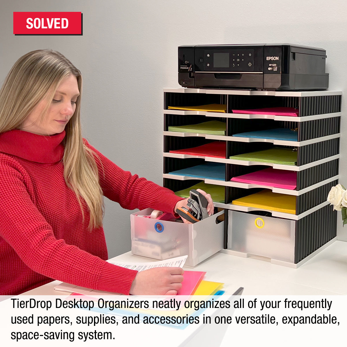 Open Riser Storage Desktop Organizer 10 Letter Tray Sorter Plus Riser Storage Base & 2 ...