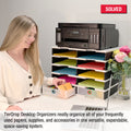 Desktop Organizer 10 Letter Tray Sorter with 2 Supply Drawers - TierDrop™ Organizers Keep All of Your Documents, Files and Frequently Used Supplies at Your Fingertips in One Compact, Modular System