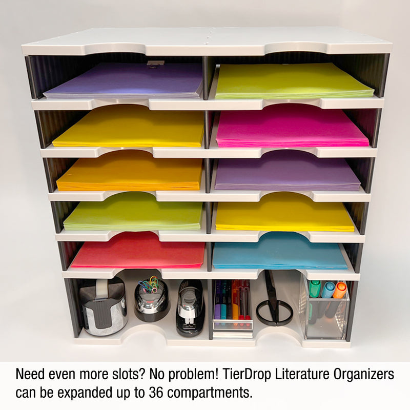 Ultimate Office TierDrop™ Desktop Organizer Document, Forms, Mail, and Classroom Sorter. 4-Compartment Add-On (for Any 2-Wide TierDrop Unit)