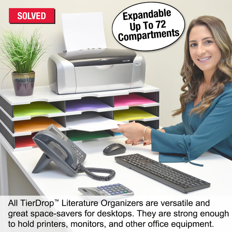 Ultimate Office TierDrop™ Desktop Organizer/Forms Sorter, 9-Compartments with 3 Storage Drawers with Dividers, and Optional Add-On Tiers for Easy Expansion - Lifetime Guarantee!