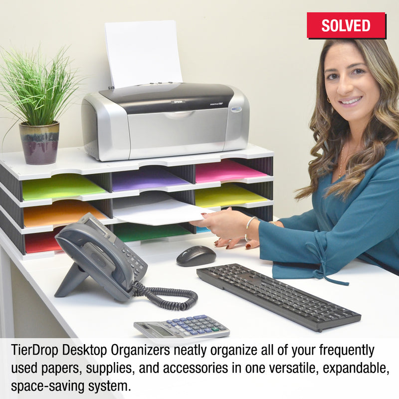 Ultimate Office TierDrop™ Desktop Organizer Document, Forms, Mail, and Classroom Sorter. 9 Letter Size Compartments with Optional Add-On Tiers for Easy Expansion - Lifetime Guarantee!