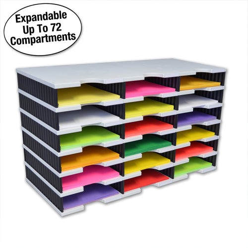 Ultimate Office TierDrop™ Desktop Organizer Document, Forms, Mail, and Classroom Sorter. 18 Letter Size Compartments with Optional Add-On Tiers for Easy Expansion - Lifetime Guarantee!