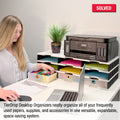 TierDrop Desktop Organizer 9 Letter Tray Sorter with 3 Supply Drawers - Stores All of Your Documents, Forms, & Frequently Used Supplies in Clear View and Within Arm's Reach, Using Minimal Desk Space