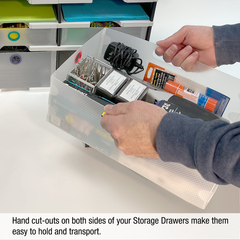 Ultimate Office TierDrop™ Storage Drawers Measure 9"w x 12"d x 4 3/4"h for Desk Accessories and Larger Supplies, Includes Color-Coded Finger Rings for Fast and Easy Access to Contents