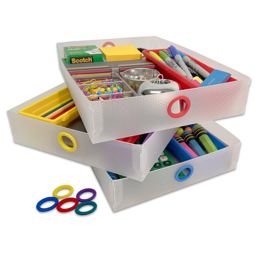 Ultimate Office TierDrop™ Supply Drawers Measure 9"w x 12"d x 2 1/4"h for Desk Accessories and Supplies, Includes Color-Coded Finger Rings for Fast and Easy Access to Contents