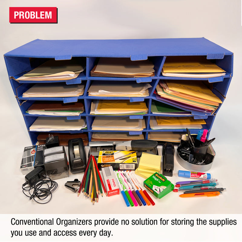 Ultimate Office TierDrop™ Supply Drawers Measure 9"w x 12"d x 2 1/4"h for Desk Accessories and Supplies, Includes Color-Coded Finger Rings for Fast and Easy Access to Contents