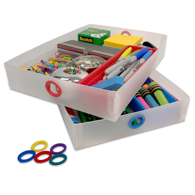 Ultimate Office TierDrop™ Supply Drawers Measure 9"w x 12"d x 2 1/4"h for Desk Accessories and Supplies, Includes Color-Coded Finger Rings for Fast and Easy Access to Contents